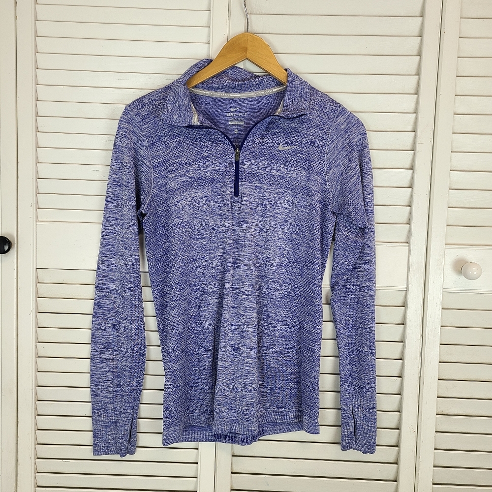 Nike Dri-Fit Blue Heathered Pullover Zip Up